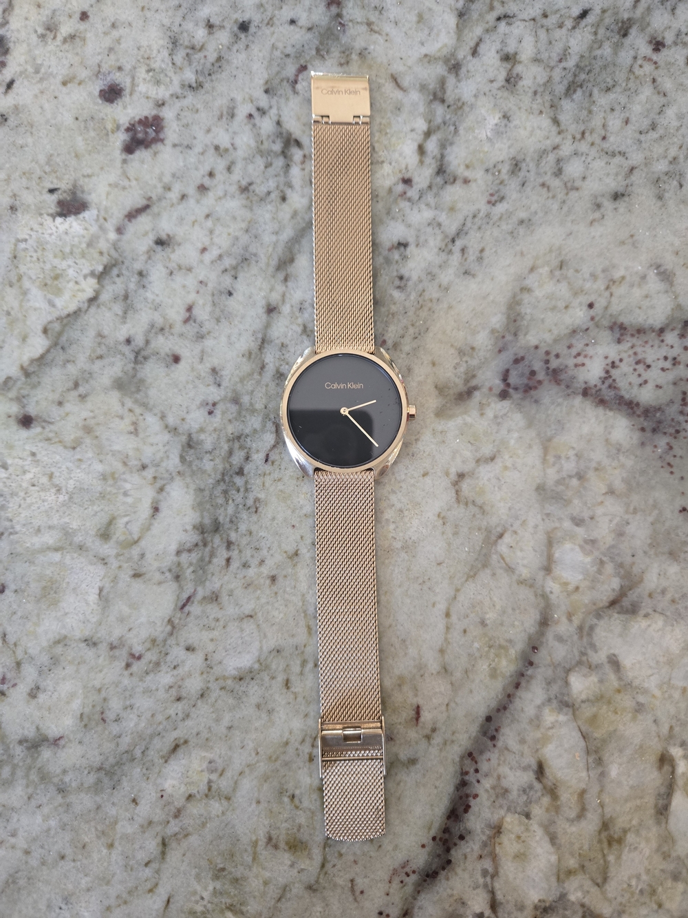 Calvin Klein Adorn Rose Gold Mesh Watch with Black Dial ✨